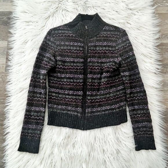 Jacquard pattern Wool blend Cardigan Sweater Size Medium - Picture 3 of 9
